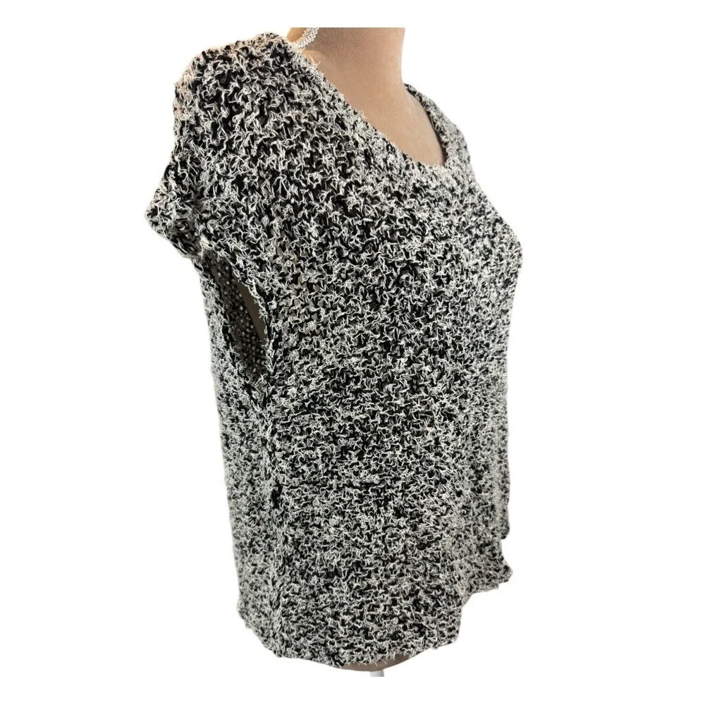 Eileen Fisher Womens‎ Sleeveless Sweater Marled Black Flyaway Back Sz Medium